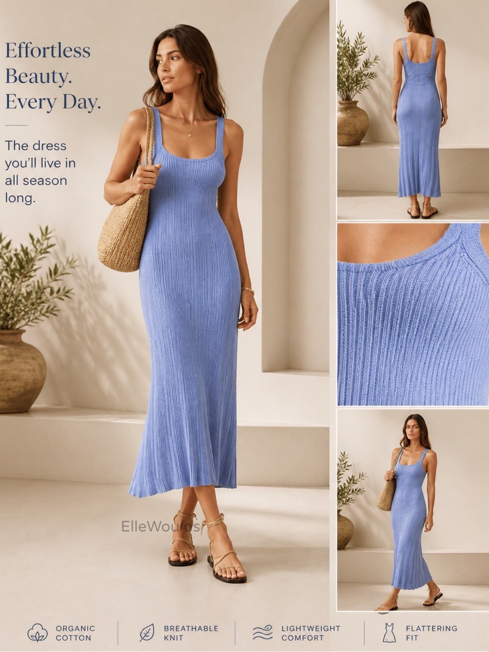 Majestic Filatures Blue Knit Dress Brocade Organic Cotton Stretch US Size 2 $398